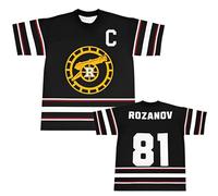 Generisch Heated Rivalry Merch T Shirt Rozanov Hollander 24 81, Maglia a Maniche Corte con Scollo a V Unisex, Stile Sport & Streetwear