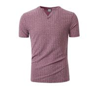 Generisch Henley - Maglietta da uomo a maniche corte, con scollo a V, per il tempo libero, elasticizzato, traspirante, casual, alla moda, slim fit, basic Tops