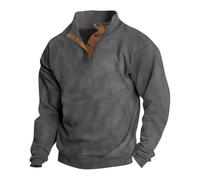 Generisch Henley, maglietta da uomo a maniche lunghe, vestibilità stretta, a maniche lunghe, vintage, a maniche lunghe, con bottoni, slim fit, felpa senza cappuccio, grigio scuro, M