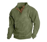 Generisch Henley, maglietta da uomo a maniche lunghe, vestibilità stretta, a maniche lunghe, vintage, a maniche lunghe, con bottoni, slim fit, felpa senza cappuccio, verde, M