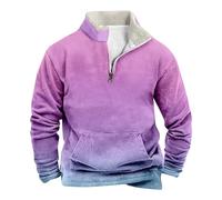 Generisch Henley Maglione Activewear da uomo con stampa vintage, a mezza zip, con cerniera a 1/4, leggera, traspirante, casual, con stampa, Colore: rosa., L
