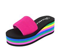Generisch High Beach sandali bagno piattaforma pantofole per le donne zeppa tacco scarpe moda donna pantofole donna 43 stivaletti, rosa intenso, 38 EU