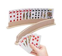 Generisch Holders for Playing Cards, Curved Wooden Hands-Free, 2pcs Game Accessories, Poker Organizer Racks Tray for Kids Adults Seniors, Canasta Pinochle