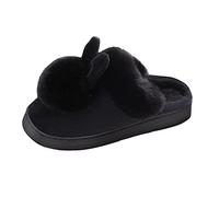 Generisch Home Winter Ears Pantofole comode da donna in feltro, morbide e calde con memory foam chiuse, Nero , 38 EU