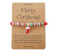 Generisch Hot Christmas Pendant Card Handmade Cute Santa Soft Ceramic Bead Bracelet Gioielli Candele, Taglia unica, Plastica, Nessuna pietra preziosa