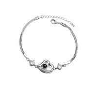 Generisch I You Cavigliera amore cuore braccialetto proiezione donna gioielli in memoria o bracciale lingue diverse 100 braccialetti in tessuto amicizia, Taglia unica, rame bianco, Nessuna pietra
