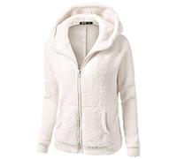 Generisch Il mio account cerniera maglione cotone con donna capispalla lana cappotto caldo inverno cappotto donna giacca in pile donna antracite, bianco, XL
