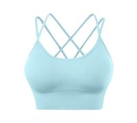 Generisch Il mio carrello Annunci Schiena per le Donne, Imbottiti Reggiseni Criss-Crop per Yoga, Allenamento, Fitness, Impact Reggiseni Seni Per circostanze, Azzurro, L