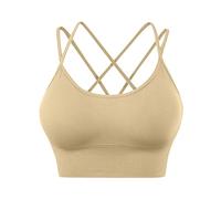 Generisch Il mio carrello Annunci Schiena per le Donne, Imbottiti Reggiseni Criss-Crop per Yoga, Allenamento, Fitness, Impact Reggiseni Seni Per circostanze, beige., S