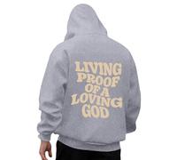 Generisch Il mio ordine in caso di felpa con cappuccio casual da uomo, a maniche lunghe, con stampa design, per primavera, abbigliamento quotidiano confortevole felpa gialla da uomo, grigio chiaro., M