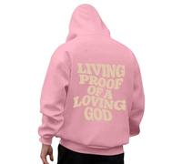 Generisch Il mio ordine in caso di felpa con cappuccio casual da uomo, a maniche lunghe, con stampa design, per primavera, abbigliamento quotidiano confortevole felpa gialla da uomo, Colore: rosa., XL