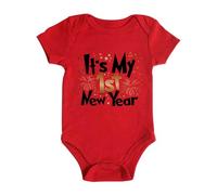 Generisch Il mio primo abbigliamento di Capodanno neonato ragazzi ragazze abiti di Capodanno Lettera Stampa Romper Tuta Set, Colore: rosso, 18-24 Monate
