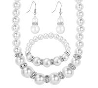 Generisch Il set di collane per ragazzi con perle d'acqua dolce naturale include splendide collane e orecchini, regalo per donne, collane e caramelle (argento, taglia unica)