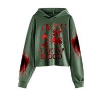 Generisch I'm Ok It's Not My Blood - Felpa con cappuccio a maniche lunghe, con stampa morbida, verde, 12-13 Jahre