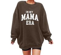 Generisch In My Mama - Felpa con cappuccio da donna, a maniche lunghe, casual, con stampa a lettere, per ragazze, marrone, S