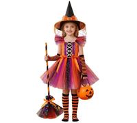 Generisch Incantevole abito da strega colorato per ragazze, perfetto per feste, spettacoli e costumi di Halloween e avventure quotidiane (multicolore, 11-12 anni)