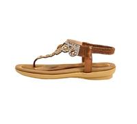 Generisch Infradito da donna con cinturino a T, suola morbida, scarpe piatte eleganti, sandali romani con strass, comode pantofole leggere, scarpe estive per feste in piscina, Stile Y02 marrone, 40.5