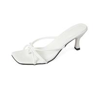 Generisch Infradito da donna con tacco alto, 5 cm, con punta quadrata, eleganti scarpe da sera per ospite nuziale, francese, mules, sexy, da donna, per cocktail party, Stile L05 Bianco, 40 EU