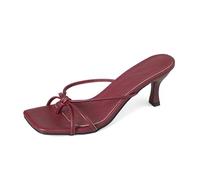 Generisch Infradito da donna con tacco alto, 5 cm, con punta quadrata, eleganti scarpe da sera per ospite nuziale, francese, mules, sexy, da donna, per cocktail party, Stile L03 Rosso, 37.5 EU
