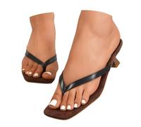 Generisch Infradito estive con tacco sottile, sandali casual da spiaggia da donna, comode pantofole con punta aperta, leggere, alla moda, compagne di viaggio per le vacanze e la vita quotidiana, Nero