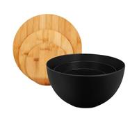 Generisch Insalatiera con coperchio - Set di ciotole | Contenitori ecologici in fibra e coperchio in legno per , preparazione dei cibi, servire, conservare insalata, pane, zuppa