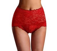 Generisch Intimo da donna alla moda in pizzo a vita alta per un comfort seducente, elegante eleganza nella vita, Colore: rosso, L