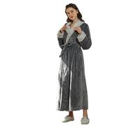 Generisch Intimo da donna, lungo, invernale, caldo, morbido, da donna, colore: nero, grigio., XL