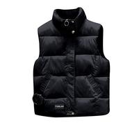 Generisch Inverno cotone gilet donna capelli corto circuito coreano giù cotone giubbotto cerniera casual donna giacca scialle donna verde oliva, Nero , M