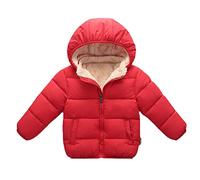 Generisch Jacke Kind Kleinkind Kleinkind Baby Jungen Solide Winter Kapuzentovaglia Jacke Dicke Warme Oberbekleidung Kleidung Outfits, Rosso, 5-6 Anni