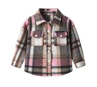 Generisch Jacke Kinder Kleinkind Baby Unisex Winter Plaid Top Langarm Shirt Tovaglia Jacke Strickjacke Kleidung, Rosa chiaro, 12-13 Anni