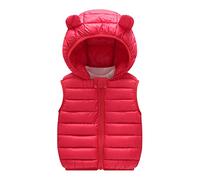 Generisch Jacke Kleinkind Kinder Baby Jungen Winter Warme Ärmellose Jacke Oberbekleidung Feste Bärenohren Weste Mäntel Mit Gepolsterte Oberbekleidung, Rosso, 6-12 mesi
