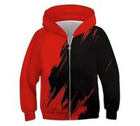 Generisch Jacke Sweatshirt mit Reißverschluss für Jungen und Mädchen, 3D-Grafik (Red, 5-6 Years)