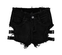 Generisch Jeans a vita alta, elasticizzati, per l'estate donna Pro Shorts, Nero , S
