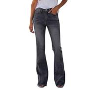 Generisch Jeans da donna, casual, elasticizzati, a gamba larga, jeans a vita alta, jeans svasati, jeans eleganti, vintage, palazzo, leggings skinny streetwear per business all'aperto, grigio scuro, M