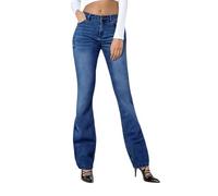 Generisch Jeans da donna, pantaloni in jeans da donna, skinny a vita alta, tinta unita, taglio sui fianchi, gamba larga, streetwear con tasche, per adolescenti, per attività all'aria aperta, per il