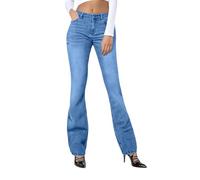 Generisch Jeans da donna, pantaloni in jeans da donna, skinny a vita alta, tinta unita, taglio sui fianchi, gamba larga, streetwear con tasche, per adolescenti, per attività all'aria aperta, per il