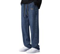 Generisch Jeans da uomo con comfort elasticizzato, in denim, vestibilità normale, elasticizzata, forma della gamba dritta, per un tempo libero rilassato, Celeste., XL