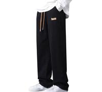 Generisch Jeans da uomo con comfort elasticizzato, in denim, vestibilità normale, elasticizzata, forma della gamba dritta, per un tempo libero rilassato, Nero , S