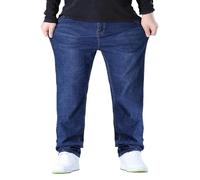 Generisch Jeans da uomo oversize, jeans con vestibilità elasticizzata e rilassata, in denim vintage, con vita elastica, taglio dritto, comode jeans da indossare facilmente, super flessibili, in denim