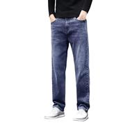 Generisch Jeans da uomo, slim fit, per il tempo libero, da uomo, lungo, in denim, a gamba dritta, in tinta unita, jeans elasticizzati, pantaloni in tessuto, comodi da lavoro, per tutti i giorni