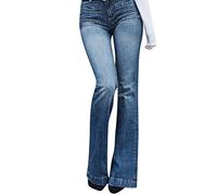 Generisch Jeans Flared da donna, a vita alta, con elastico, jeans da donna, comodi, delicati sulla pelle, jeans e pantaloni da donna, skinny push up, elefante, campana slim sexy, pantaloni estivi, Blu