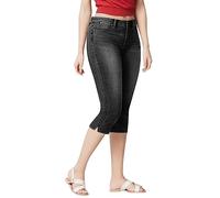 Generisch Jeans Jeans Hight Stretch Pantaloni al polpaccio, in denim, lunghezza sul lato della vita, sottili, da donna, corti in jeans da uomo, Nero , M