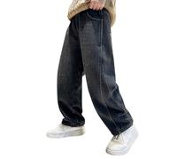 Generisch Jeans vestiti adolescenti ragazzi vita cargo pantaloni primavera estate con tasche stretch pants streetwear, Nero , 10-11 Anni