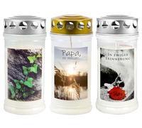 Generisch JEKA TLB - Set di 3 candele commemorative "Papa Du Fehlst", lunga durata, 90 ore, di alta qualità