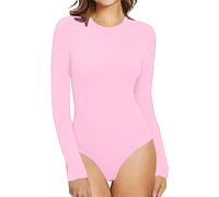Generisch Jumpsuit Schlafanzug Sommer Romper, Overall Damen Sommer Einteiler Damen Elegant Langarm Eng Sexy Shapewear Rundhals Bodysuit Skinny Bodycon Tinta unita Top Casual Sommeroverall., Colore: