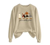 Generisch Just A Goose Maglione Uomo Donna Tinta Unita Autunno Inverno Stampa Halloween Girocollo Manica Lunga Jack Felpa, beige., L