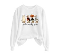 Generisch Just A Goose Maglione Uomo Donna Tinta Unita Autunno Inverno Stampa Halloween Girocollo Manica Lunga Jack Felpa, bianco, XL