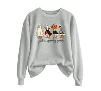 Generisch Just A Goose Maglione Uomo Donna Tinta Unita Autunno Inverno Stampa Halloween Girocollo Manica Lunga Jack Felpa, grigio chiaro., L