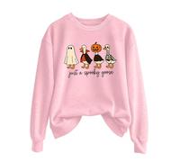 Generisch Just A Goose Maglione Uomo Donna Tinta Unita Autunno Inverno Stampa Halloween Girocollo Manica Lunga Jack Felpa, Colore: rosa., L