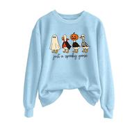 Generisch Just A Goose Maglione Uomo Donna Tinta Unita Autunno Inverno Stampa Halloween Girocollo Manica Lunga Jack Felpa, Azzurro, S